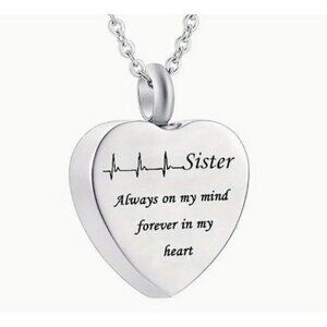 Sister Memory Heart Cremation Urn Pendant Necklace For Ashes